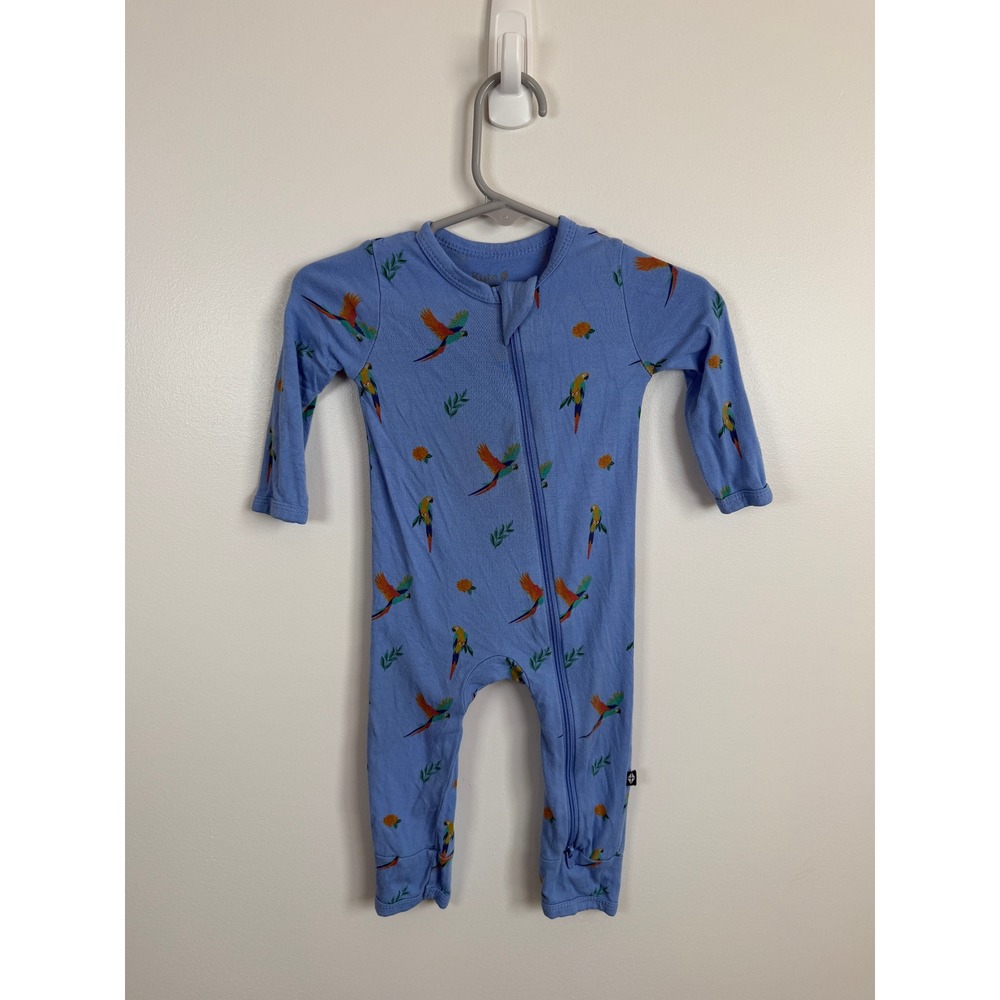 Kyte Baby Macaw Parrot Bamboo Zippered Romper 3-6 Months